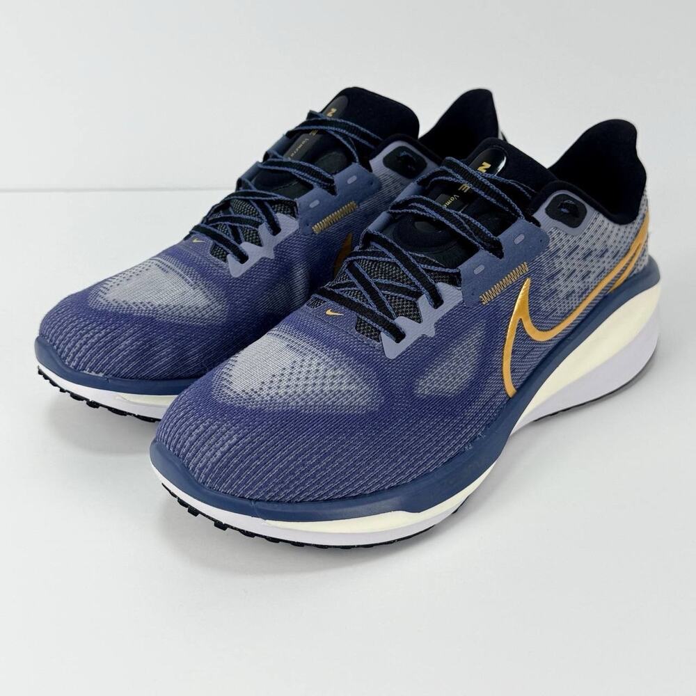 Nike ZoomX Vomero 17 Womens 9.5 Blue Gold Running Shoes Cushioned Sneakers
